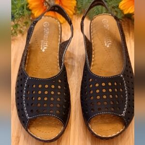 Patrizia By Spring Step LoDanna Black Laser Cut Sandals 6
